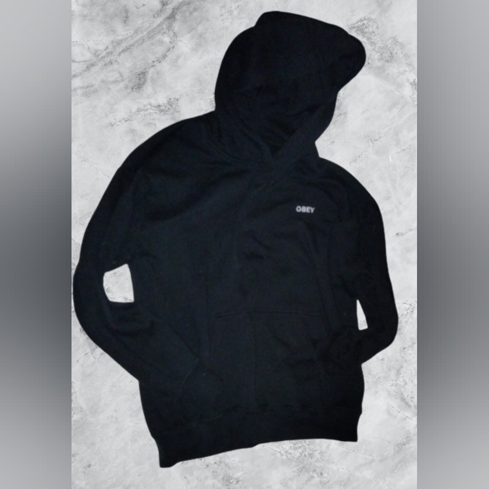 Obey Established Works World Wide Pullover Hoodie Black Graphic Print